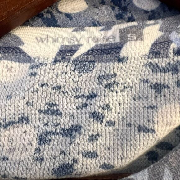 Whimsy Rose Blue and White Floral Long Sleeve Waffle Thermal Tee - Picture 4 of 5